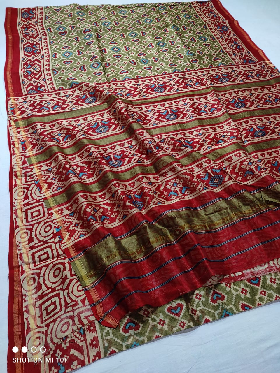 handblock patola printed chanderi silk saree | with blouse peice netural dye | non remuvable print|