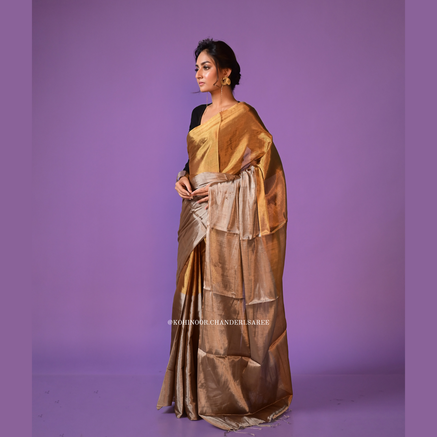 Gold silver | most trending handloom chanderi tissue saree with golden and silver zari work!