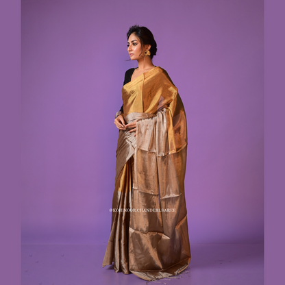 Gold silver | most trending handloom chanderi tissue saree with golden and silver zari work!