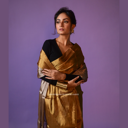 Gold silver | most trending handloom chanderi tissue saree with golden and silver zari work!