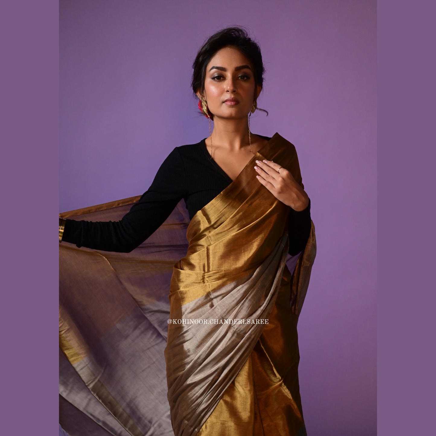 Gold silver | most trending handloom chanderi tissue saree with golden and silver zari work!