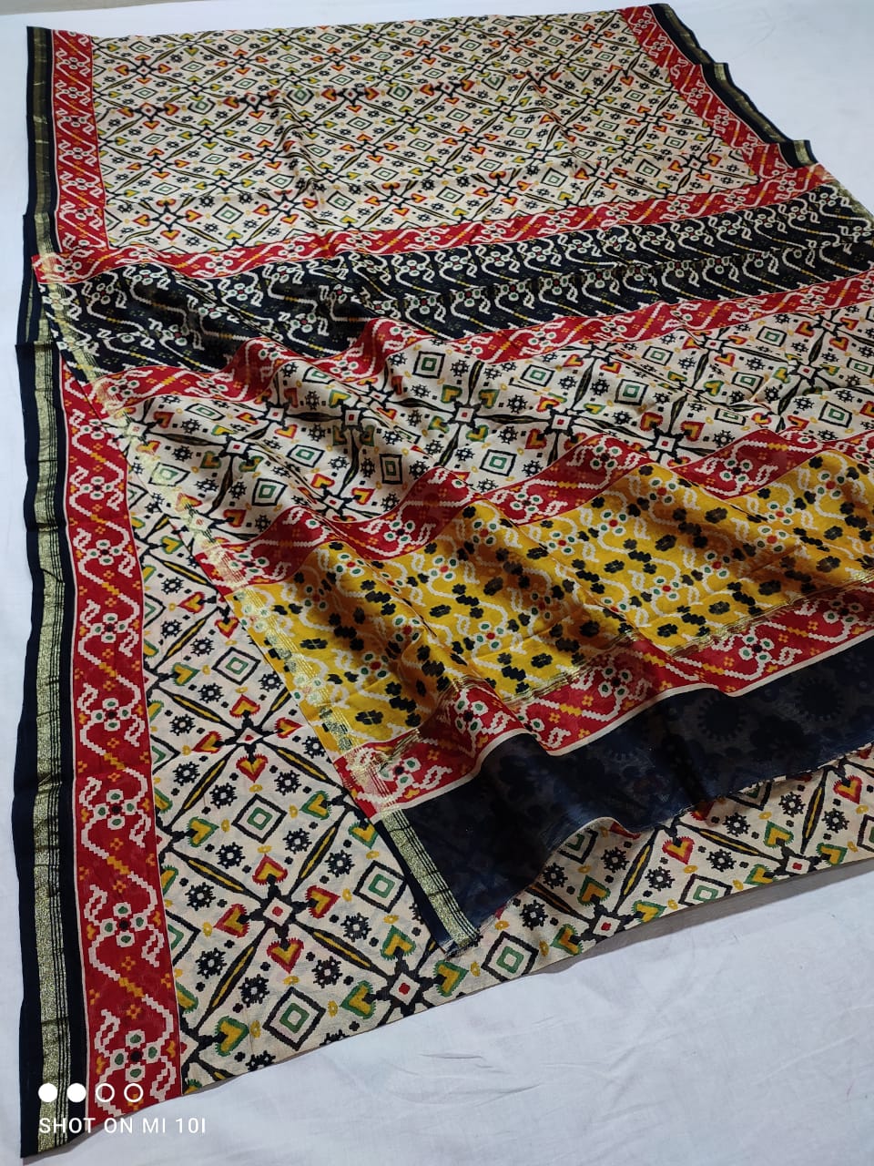 handblock patola printed chanderi silk saree | with blouse peice netural dye | non remuvable print|