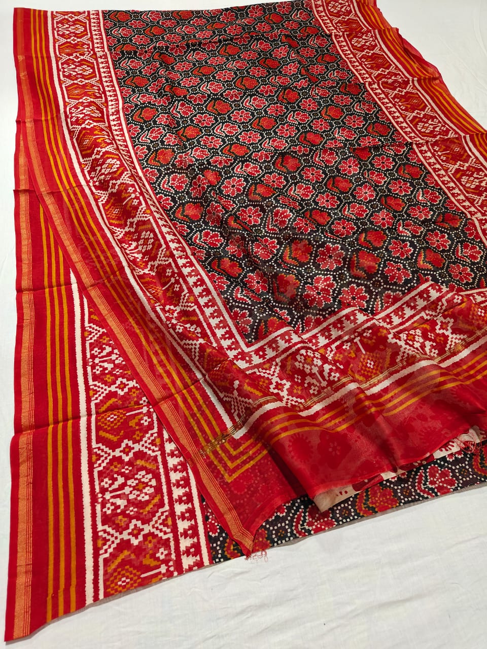 handblock patola printed chanderi silk saree | with blouse peice netural dye | non remuvable print|