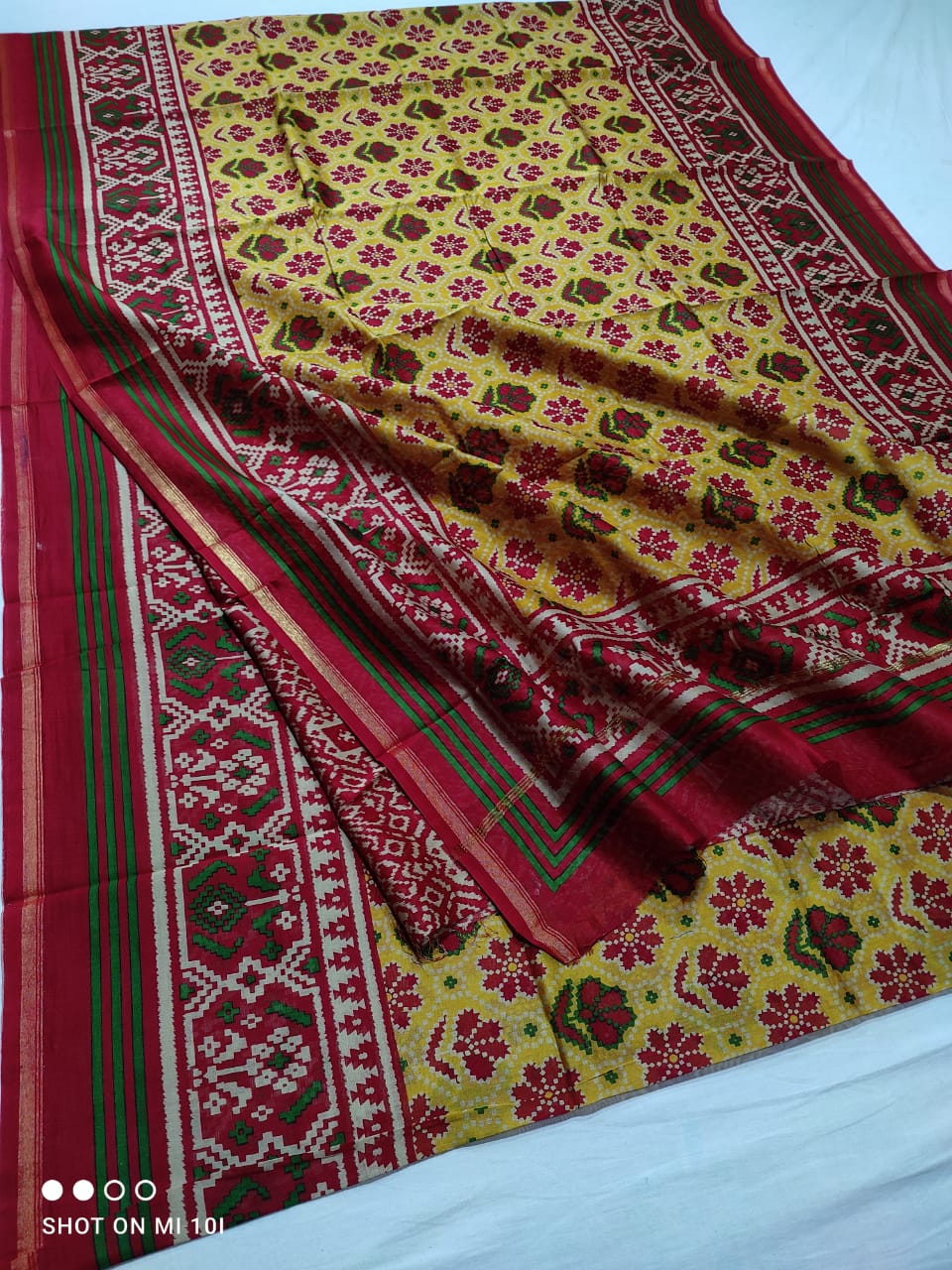 handblock patola printed chanderi silk saree | with blouse peice netural dye | non remuvable print|