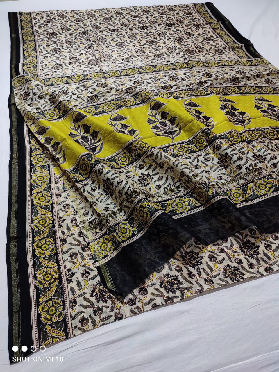 Chanderi silk hand block Kalamkari print saree with blouse peice | netural dye | non remuvable print|