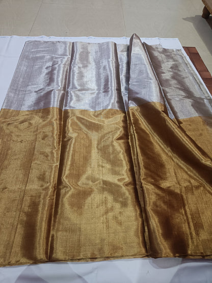 Gold silver | most trending handloom chanderi tissue saree with golden and silver zari work!