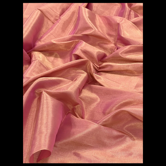 Gazri pink | handloom chanderi pure non transparent tissue saree |